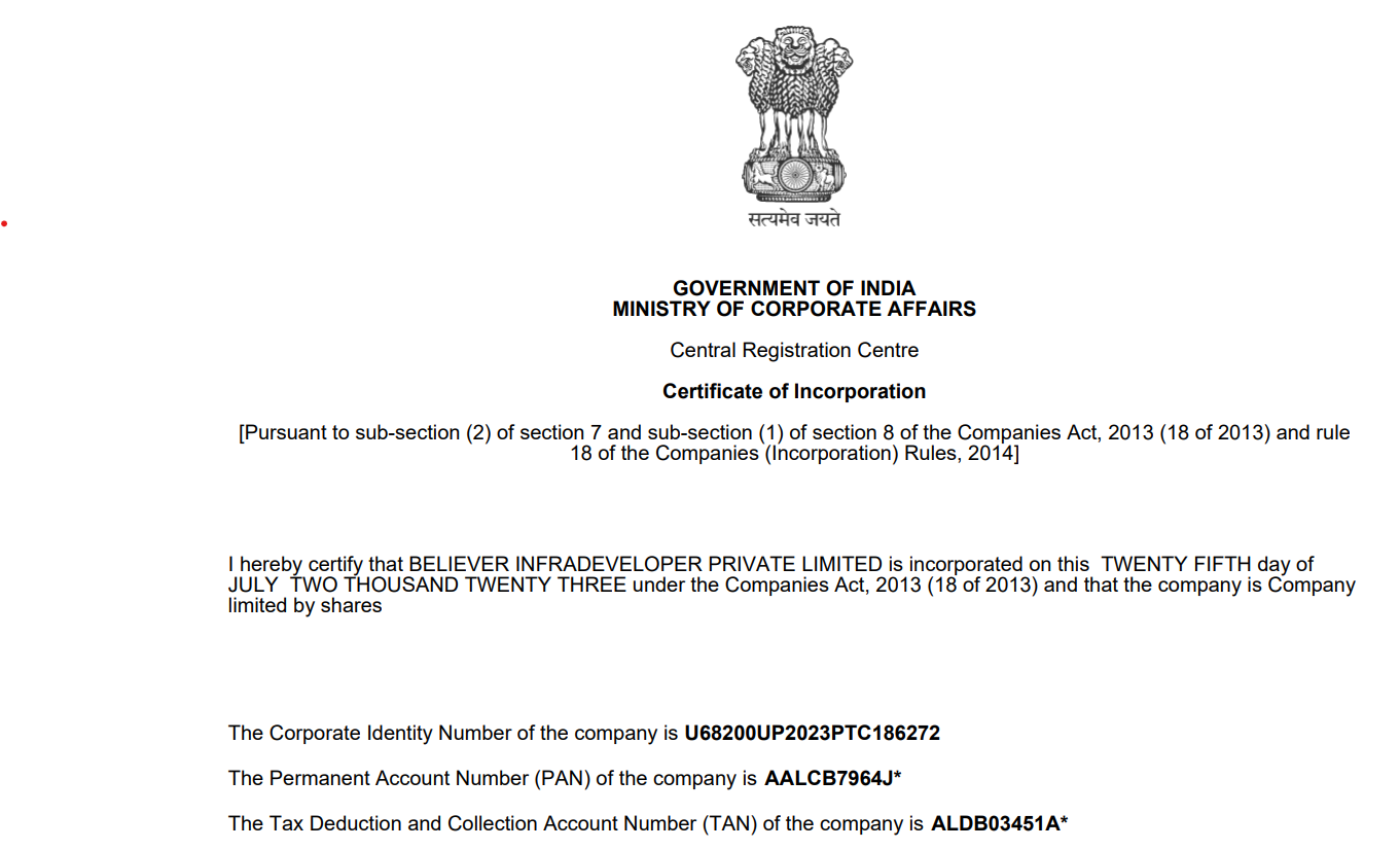 Certificate Of Incorporation